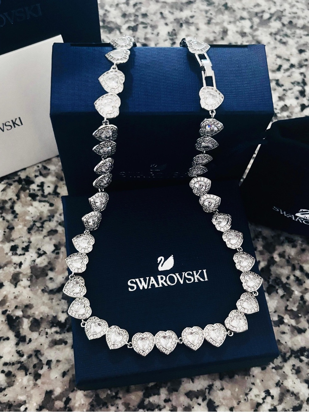 Ariana Swarovski Silver color Heart Crystal Necklace